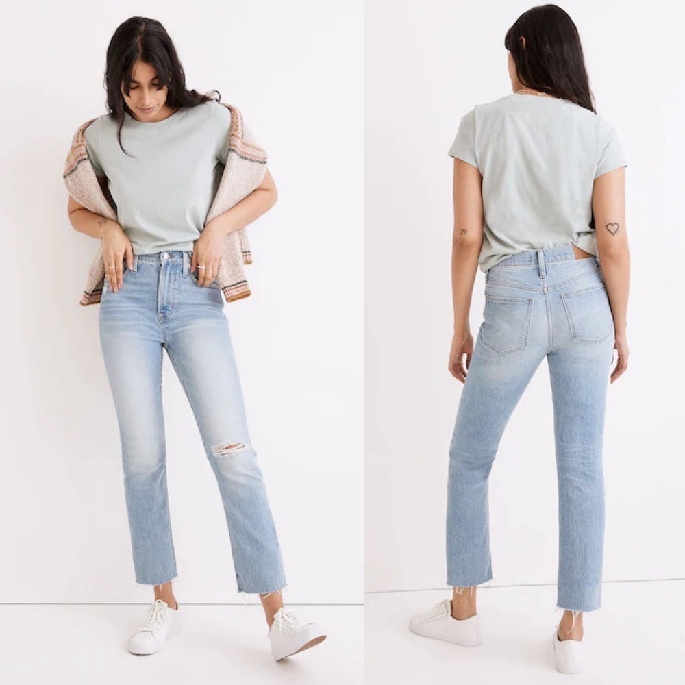 Madewell The Petite Perfect Vintage Jean in Coney Wash: Destroyed Edition Sz 27P
